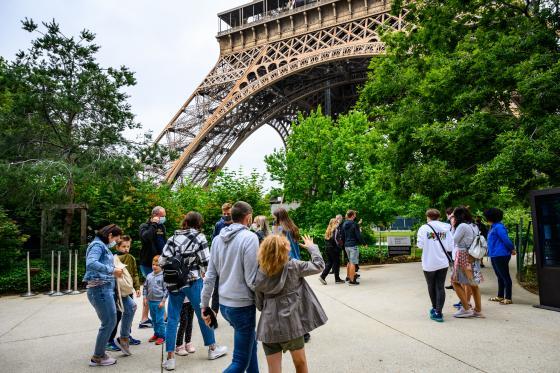 Visitors to the Eiffel Tower