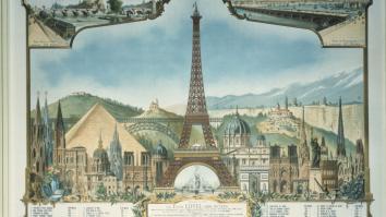 Drawing of the Eiffel Tower and all other high buildings