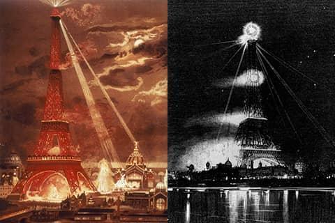 Iluminación de la Torre Eiffel en 1889