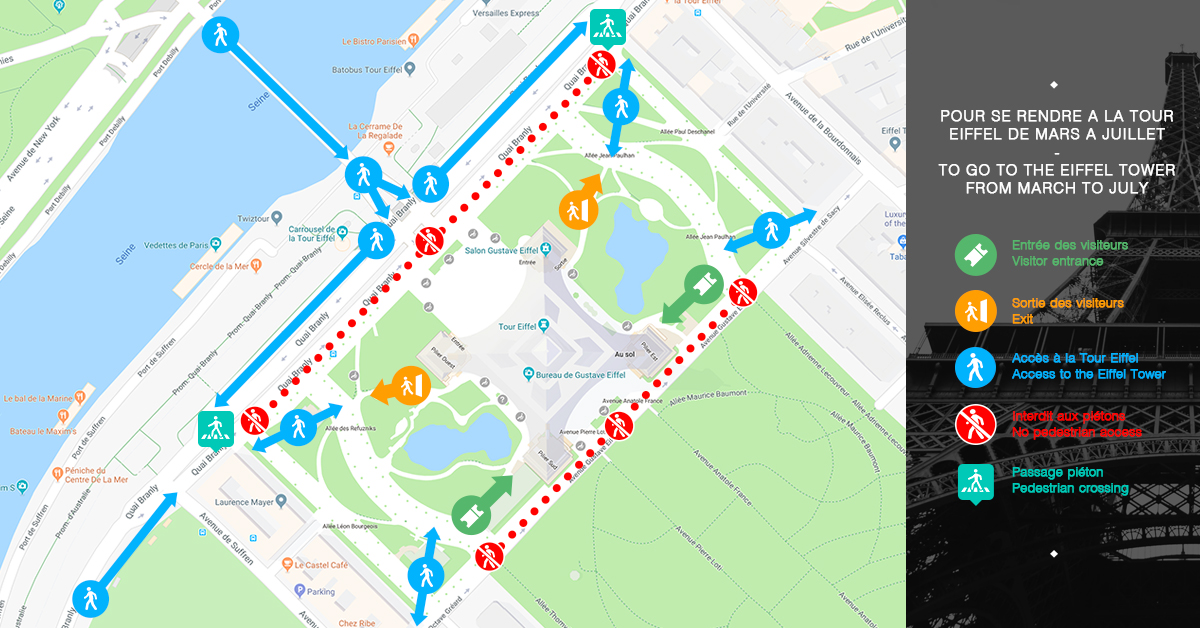Accès à a tour Eiffel du 21 mars à juillet 2018