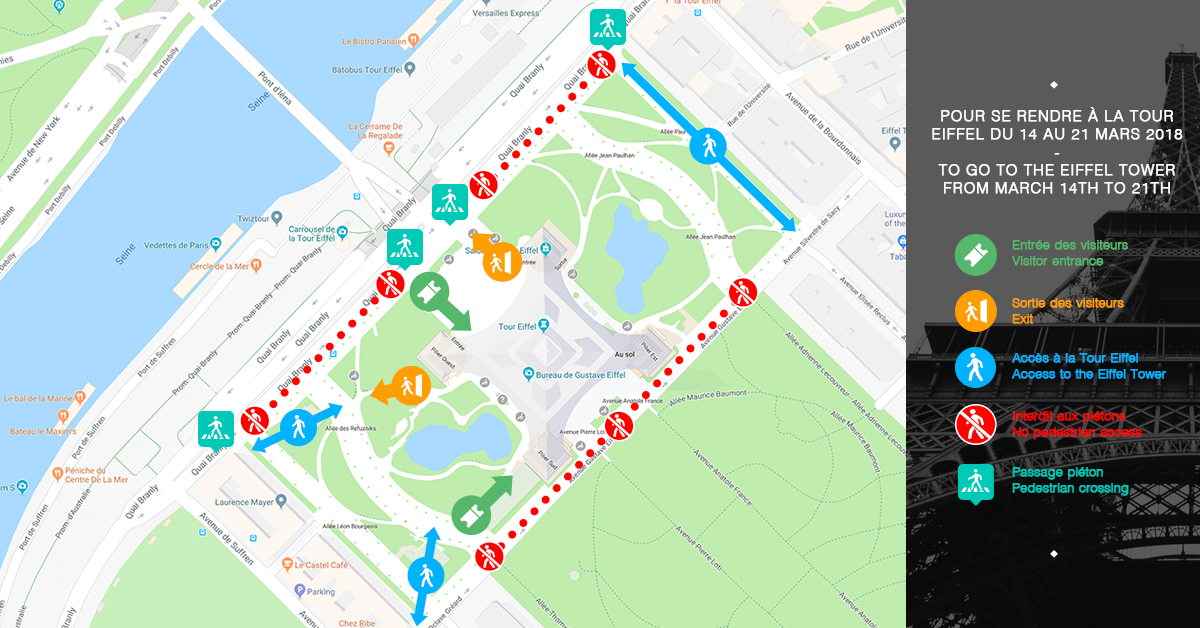 Accès tour Eiffel du 14 au 21 mars 2018