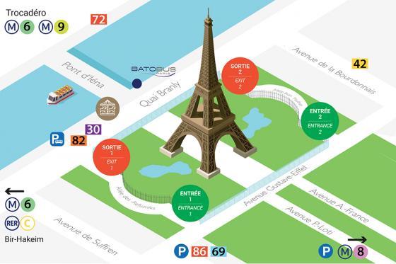 Plan d'accès à la tour Eiffel