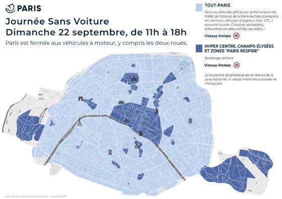 Plan de Paris - Journée sans voiture