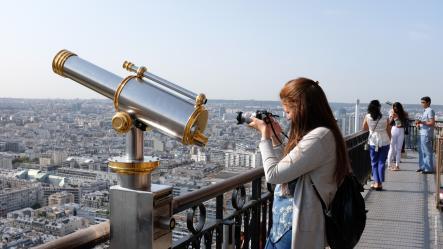 Visitors at the second floor of the Eiffel Tower